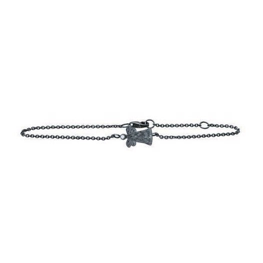 Heiring skytsengel armbånd i sort oxyderet sølv med zirkonia, justerbart 15,5–18 cm.